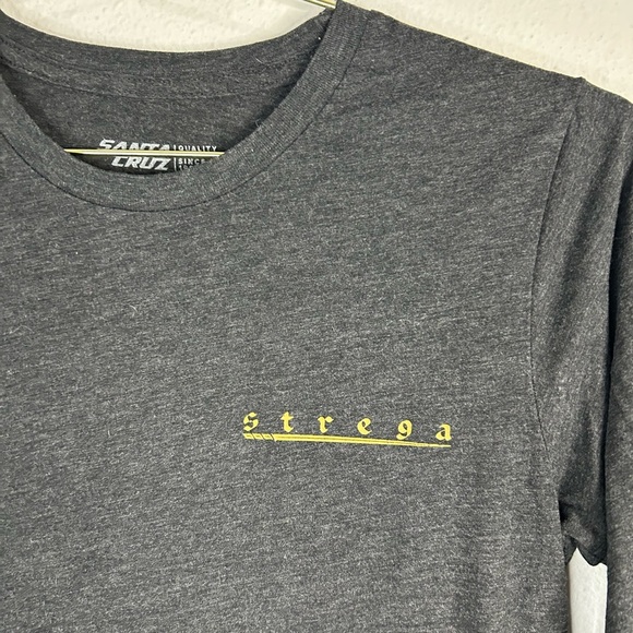 Santa Cruz Long Sleeve Tee Shirt Small Black Strega Logo Chest Script Sleeve - Picture 3 of 6